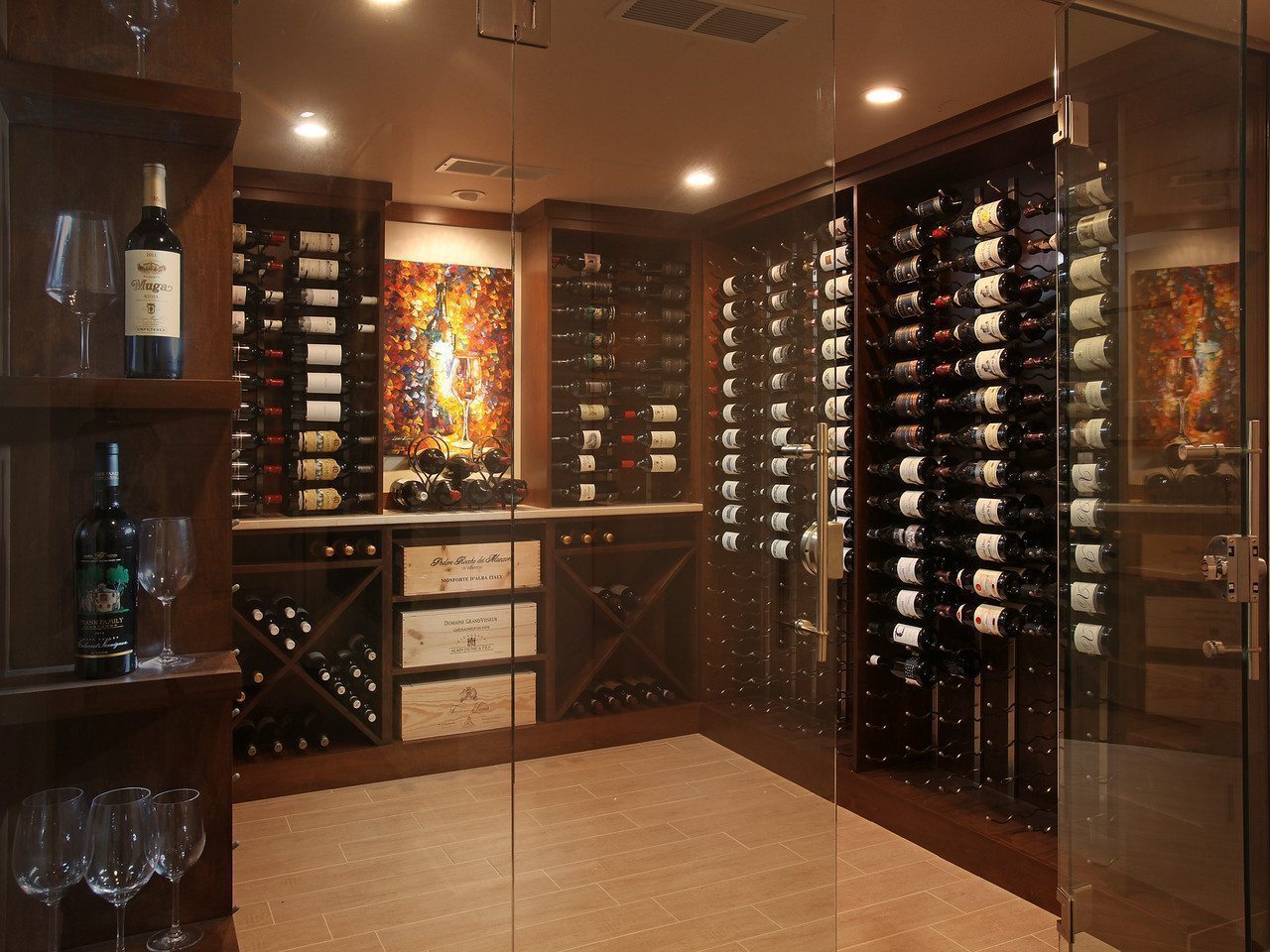 Wine wall and lounge basement remodel in Clarksville, TN
