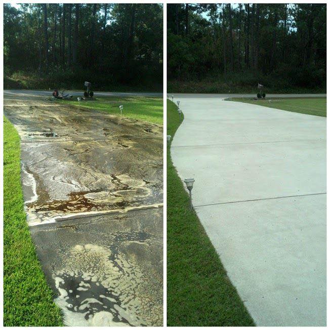 Clean driveway after professional pressure washing