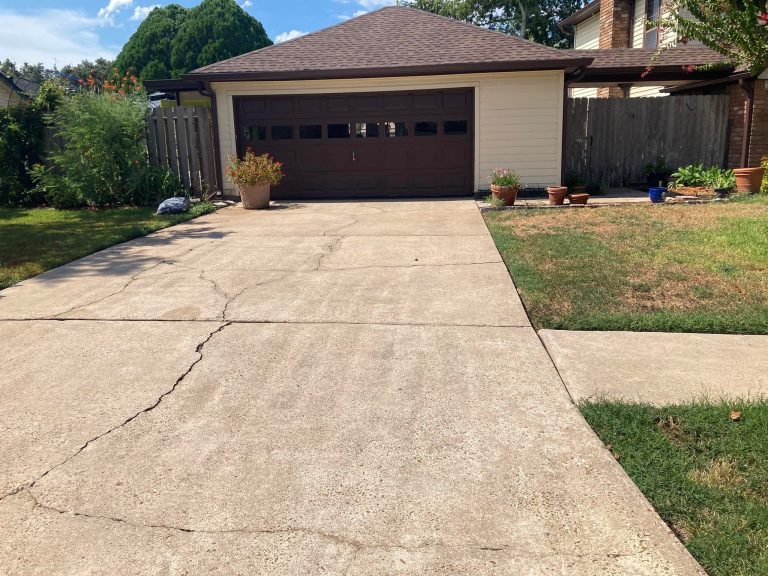 Residential driveway after deep-clean pressure washing