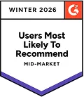 G2 Winter 2026 – Users Most Likely To Recommend (Mid-Market)