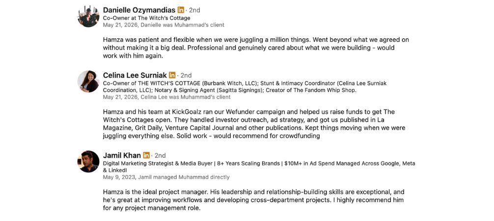 Client recommendation, screenshot two