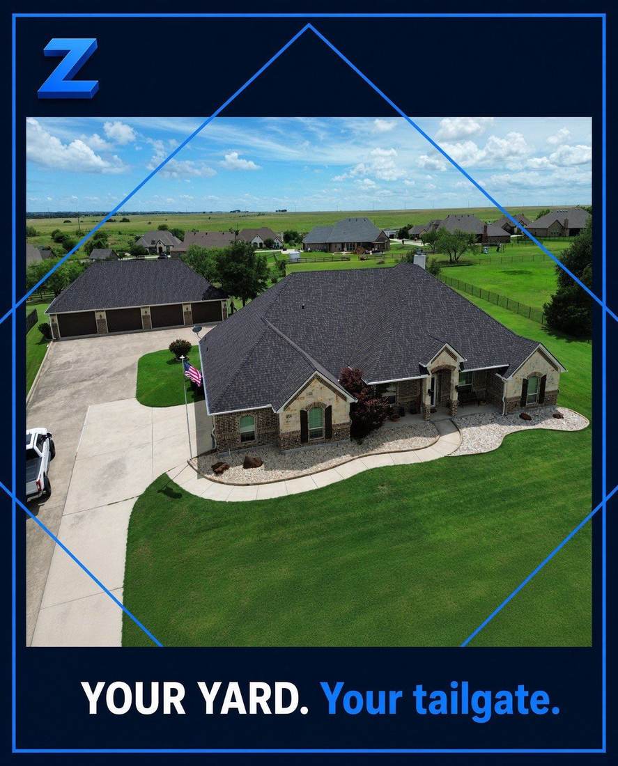 Finished home with a new roof and wide green lawn, Zeus Exteriors project graphic