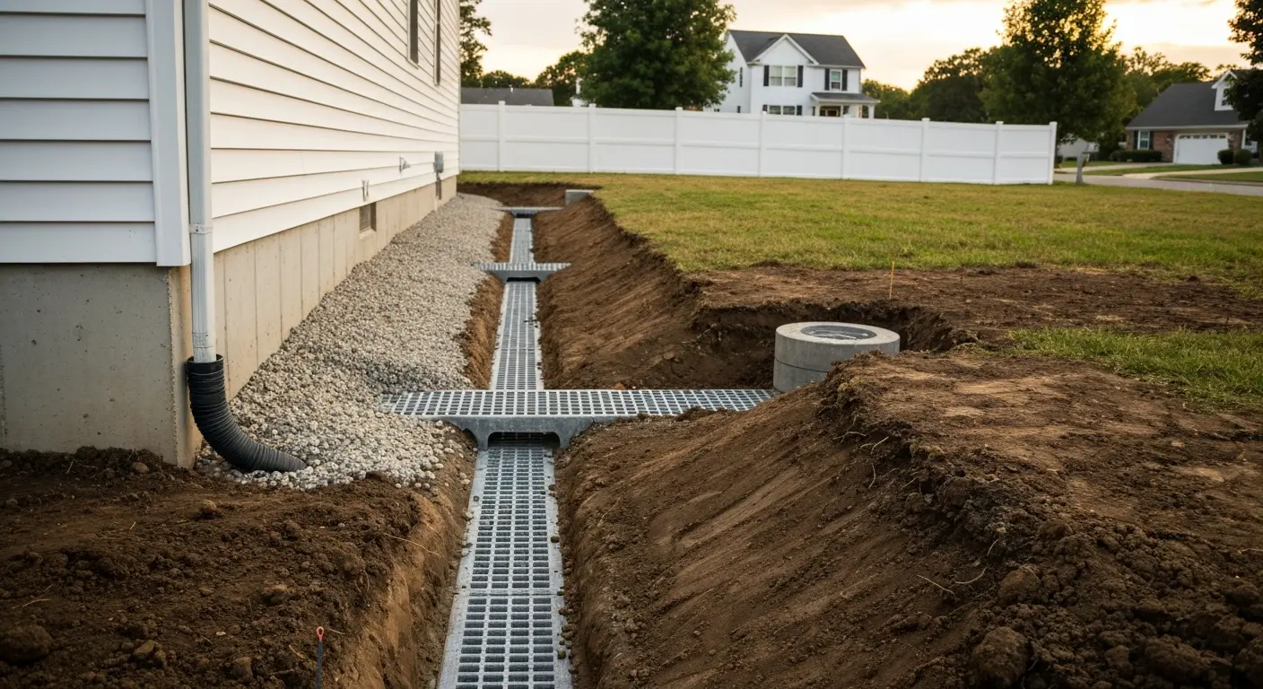 Drainage system installation for stormwater management