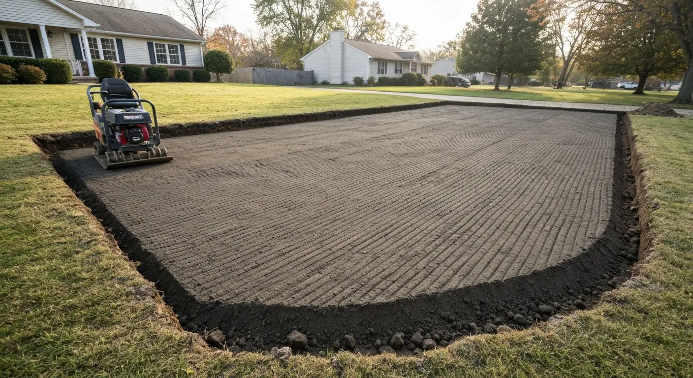 Driveway base excavation