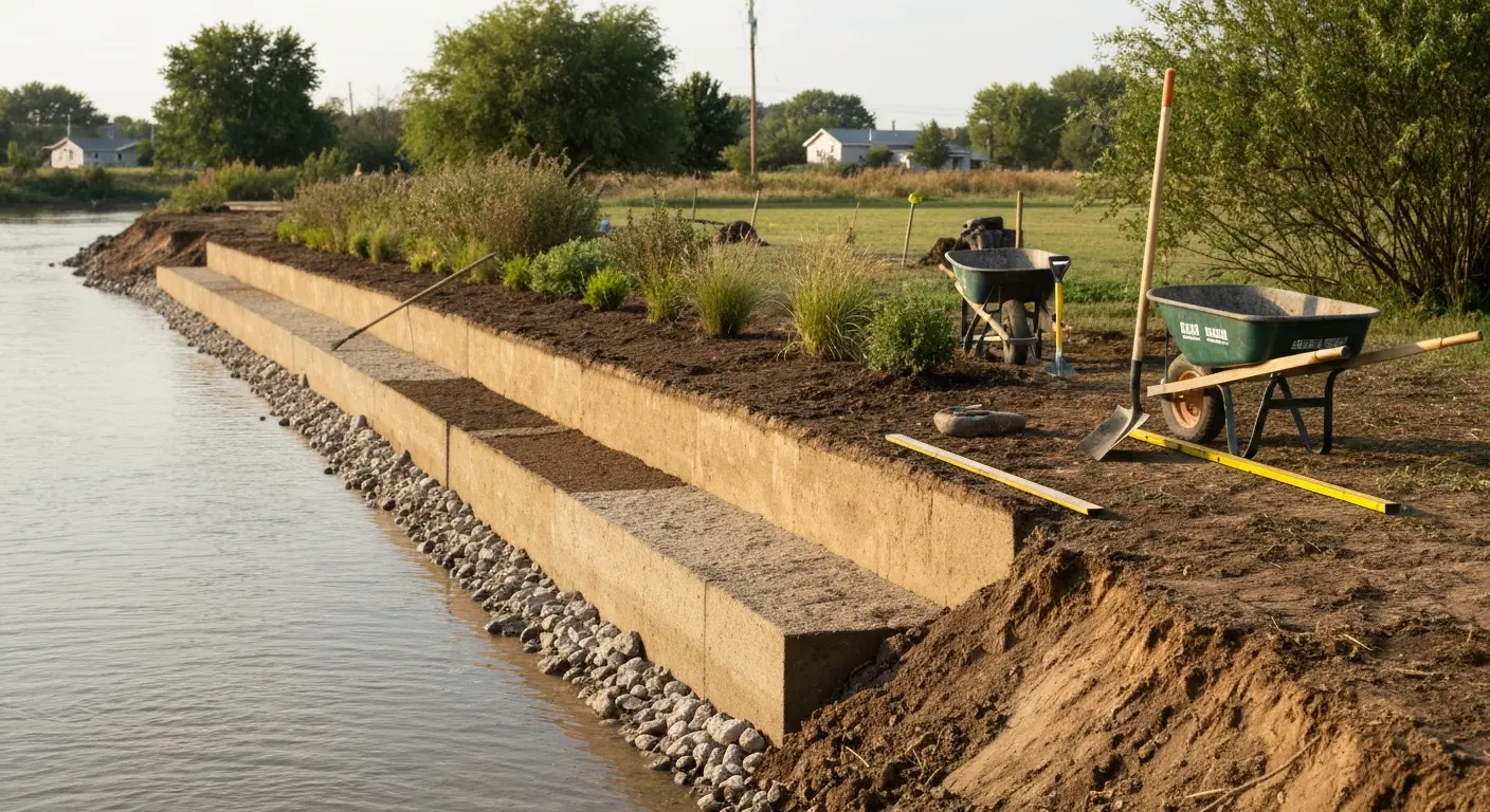Bank stabilization and erosion control work