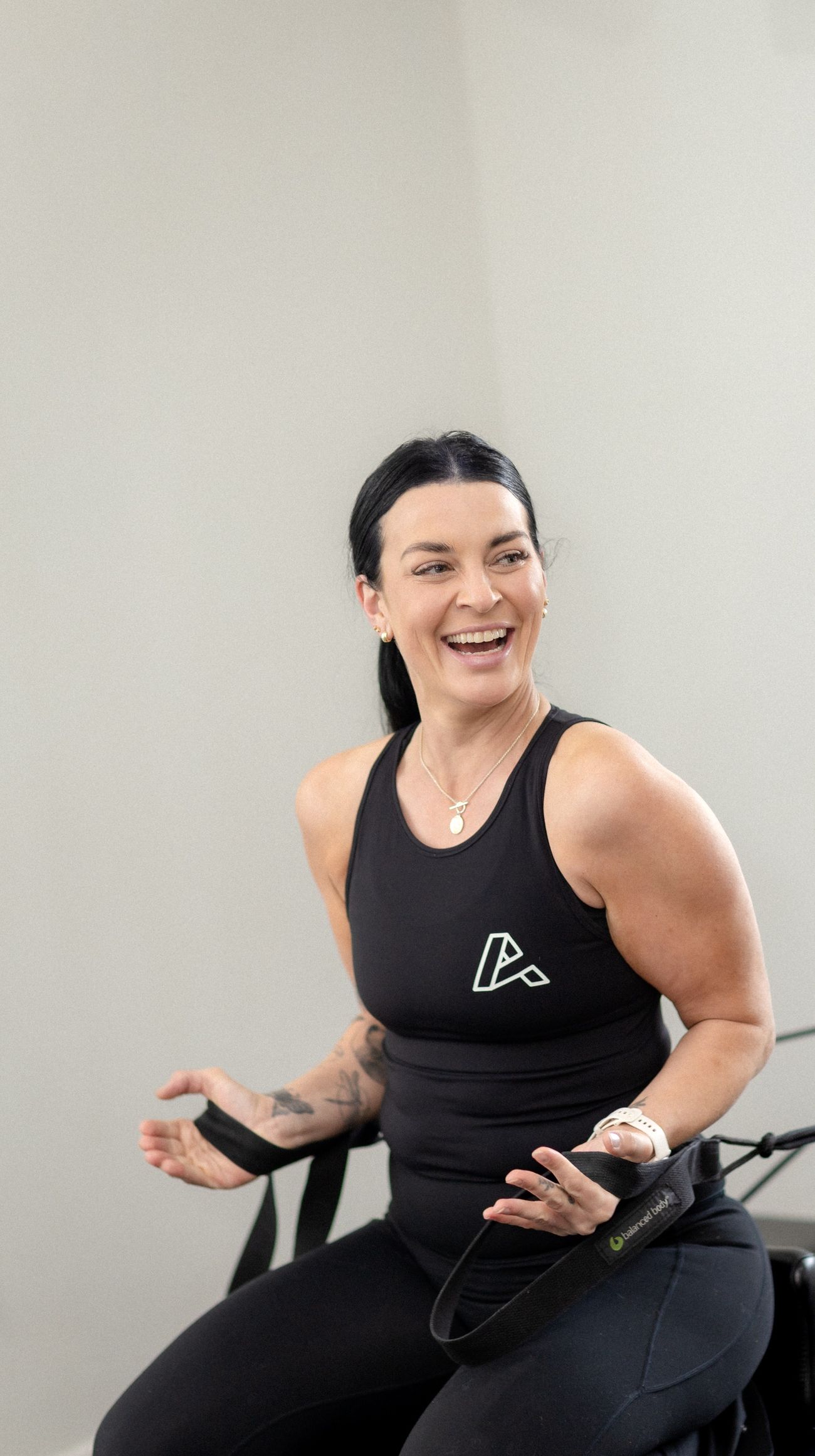 A member laughing between sets