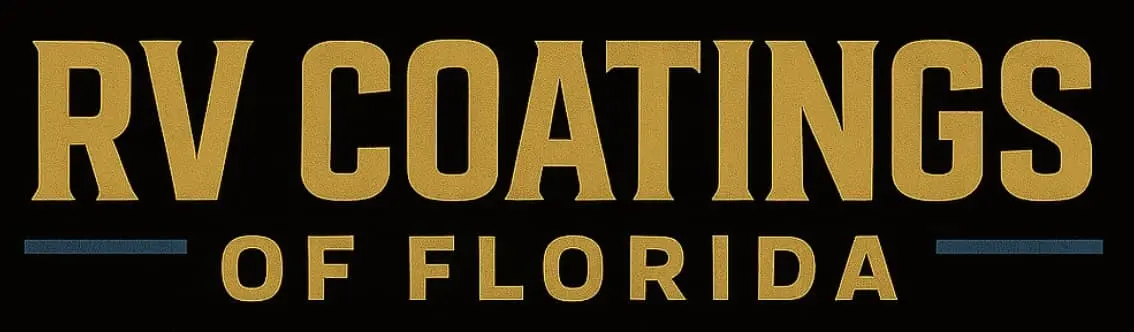 Florida RV roof coating specialists – RV Coatings of Florida logo with motorhome graphic and premium service tagline