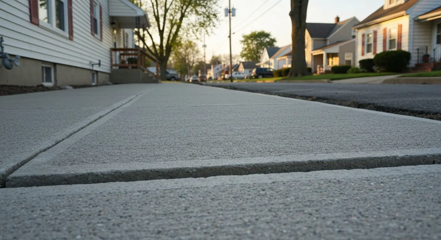 Concrete sidewalk in Mars residential area