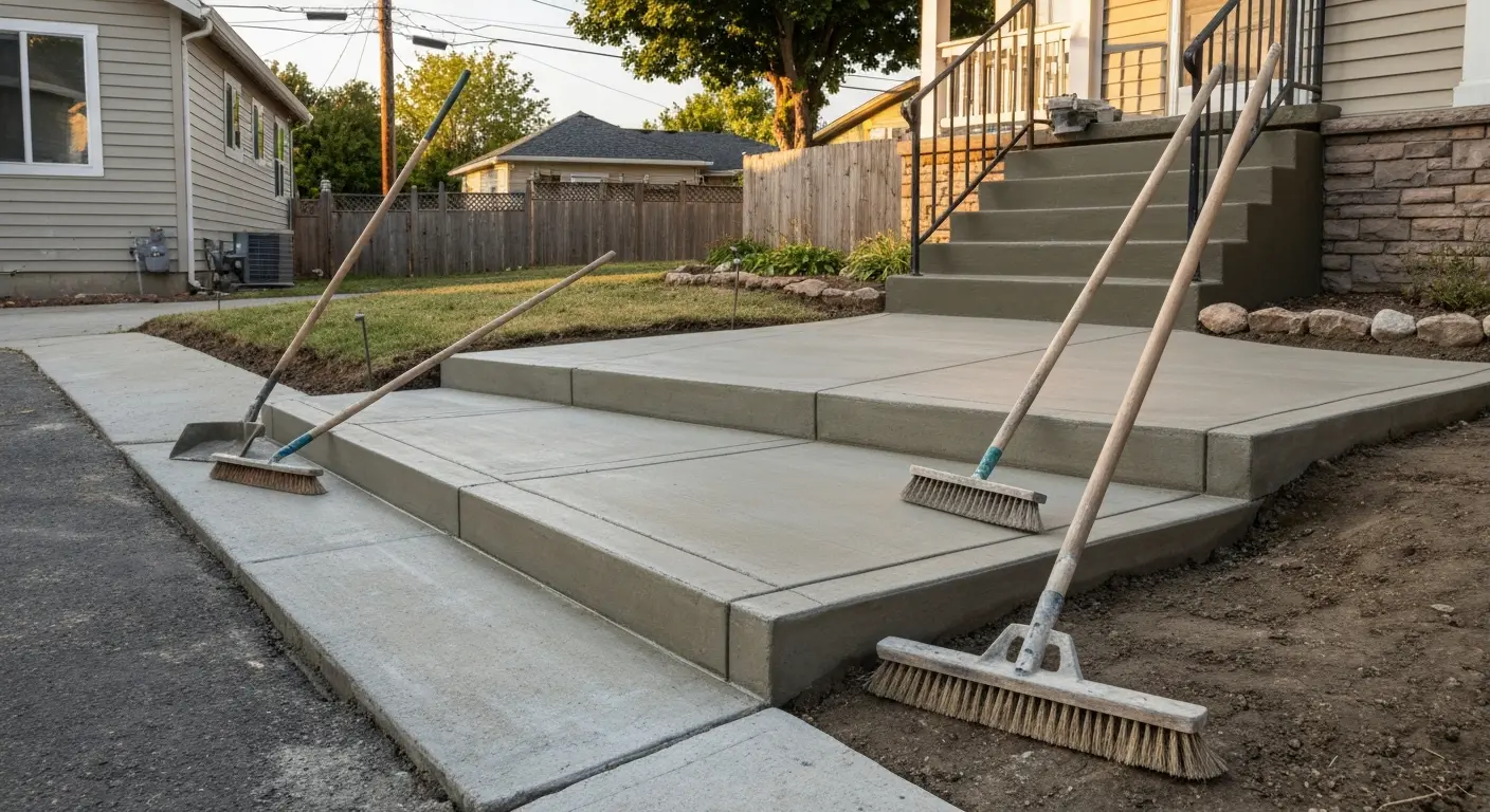 Concrete sidewalk and steps
