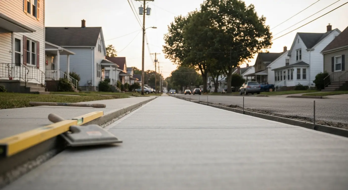 Concrete sidewalk installation