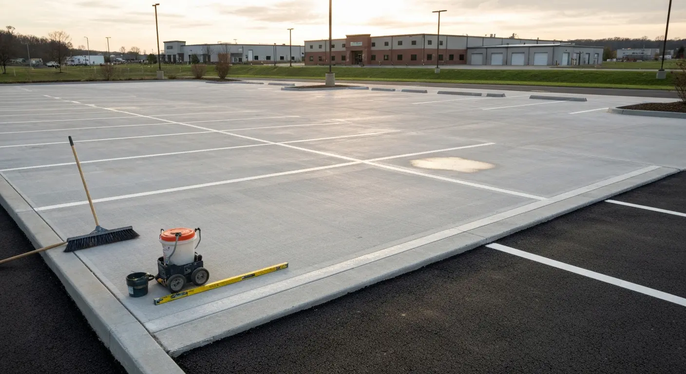 Commercial concrete parking lot