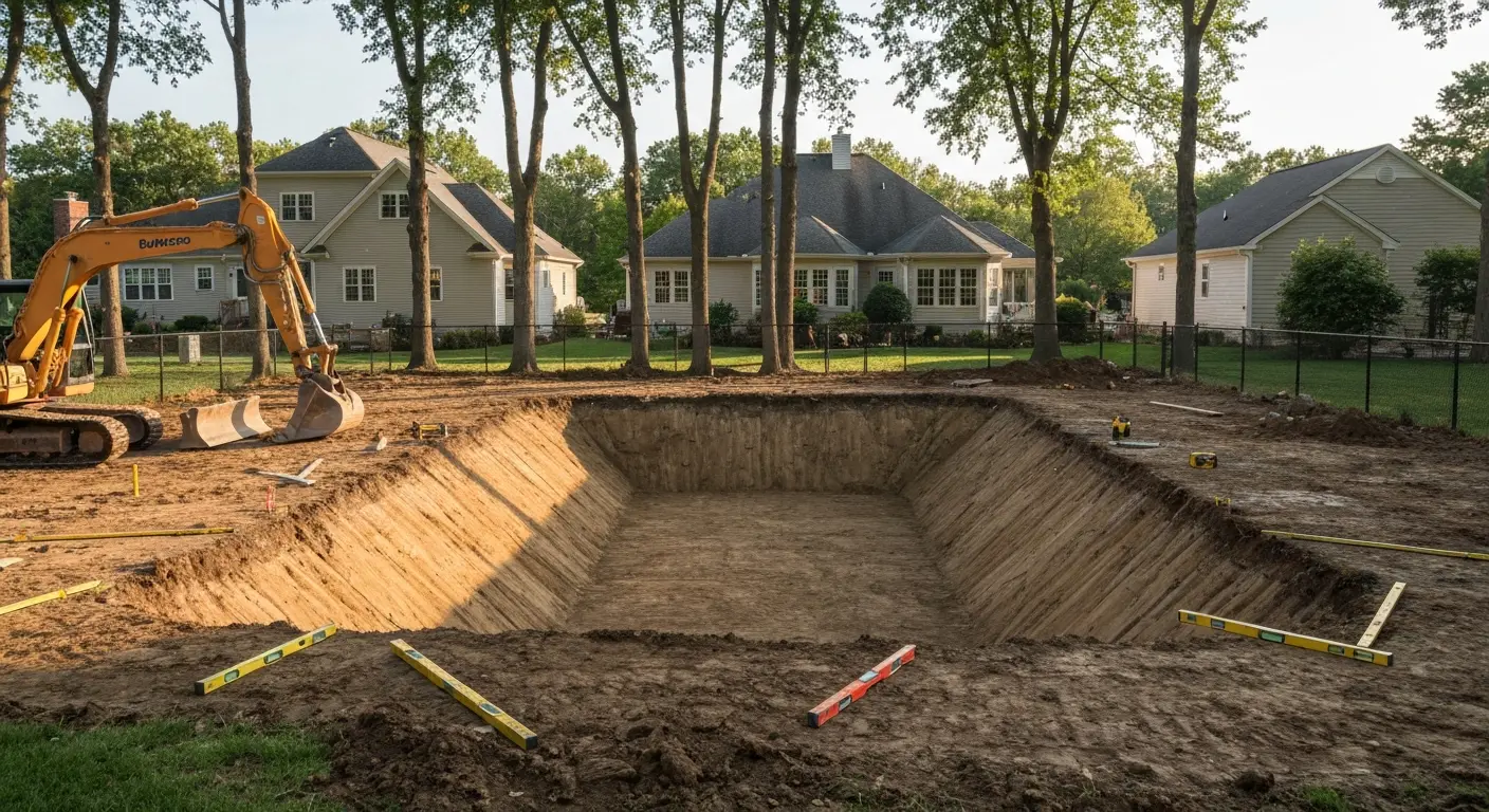 Swimming pool excavation site