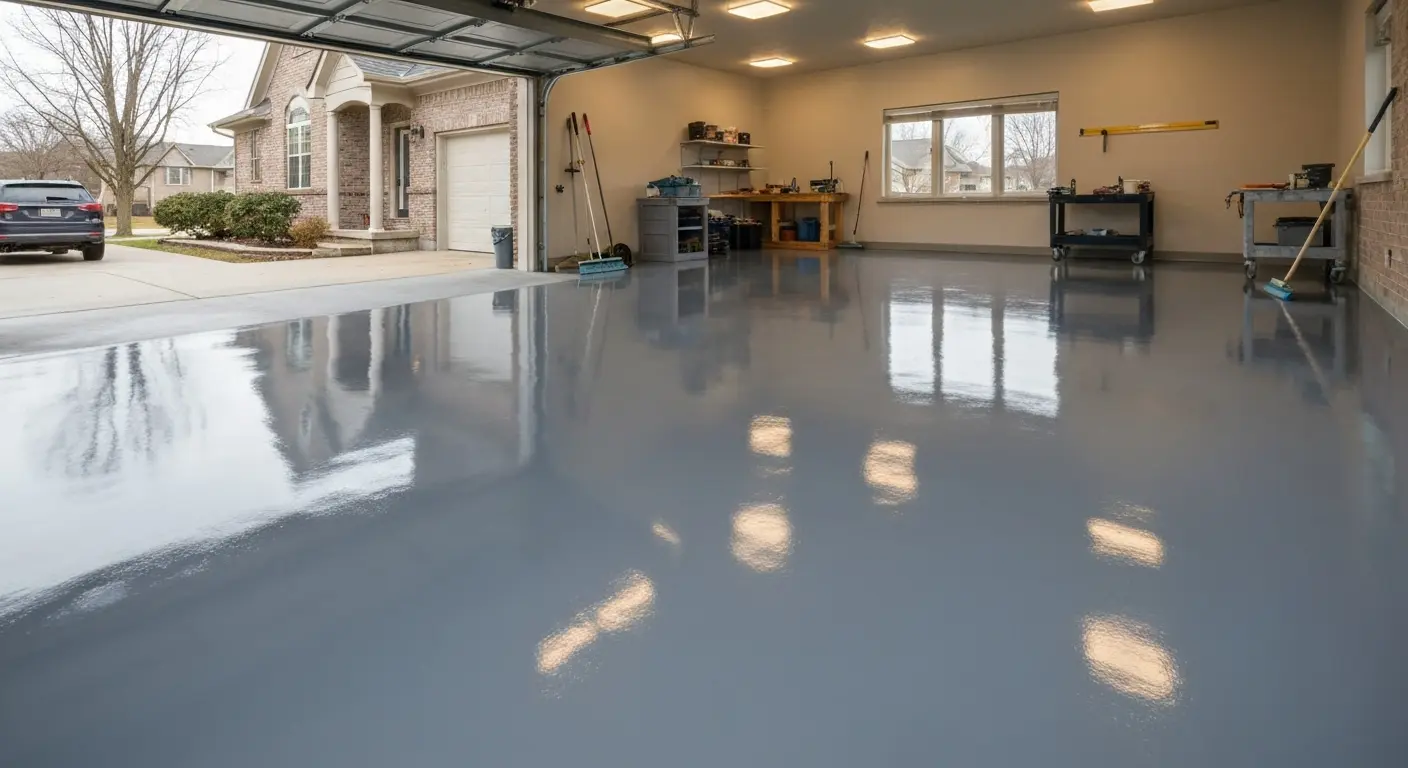 Epoxy concrete garage floor