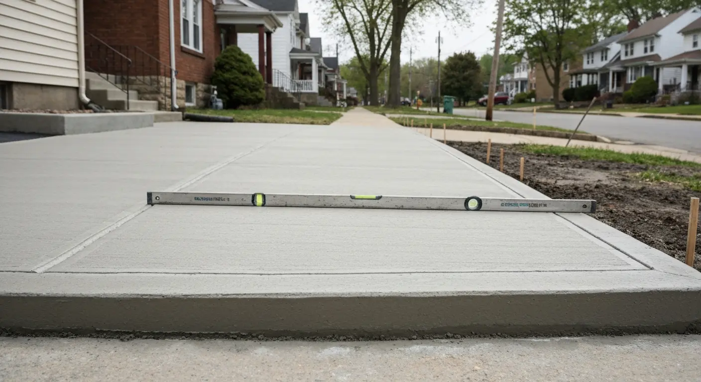 Concrete sidewalk installation