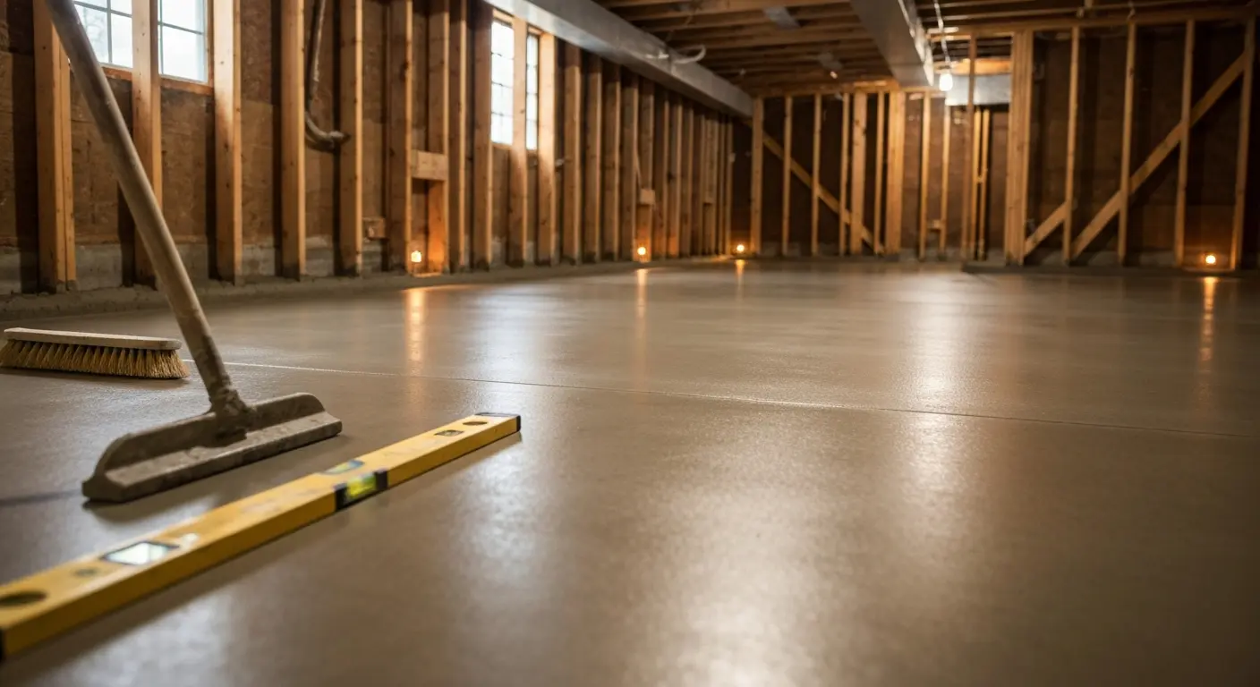 Basement floor concrete pour