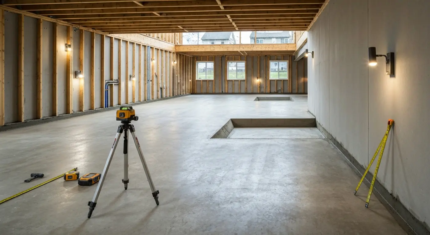 Finished basement excavation area