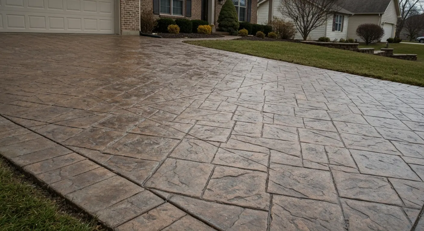 Stamped concrete driveway