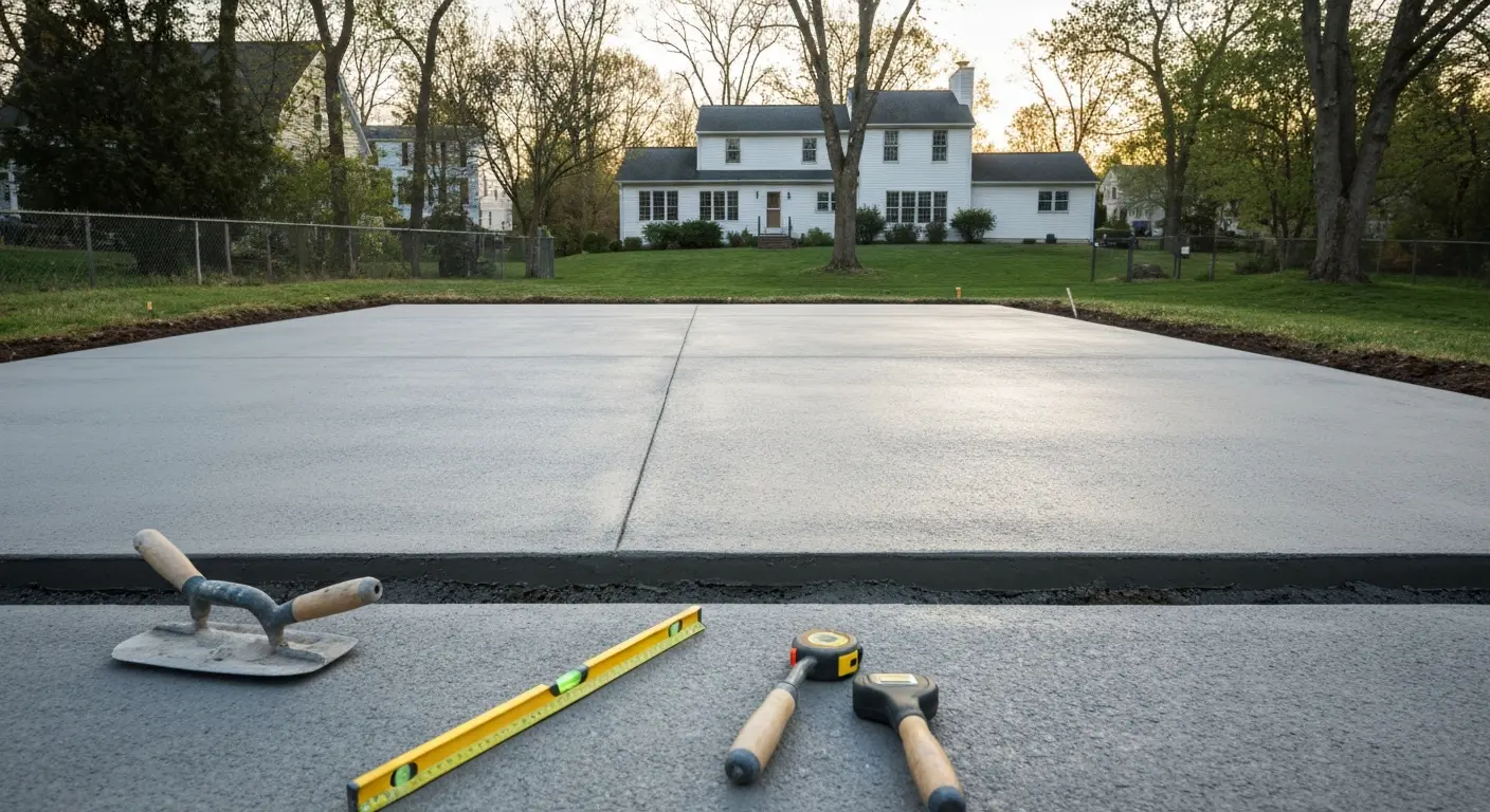 Hot tub pad concrete installation