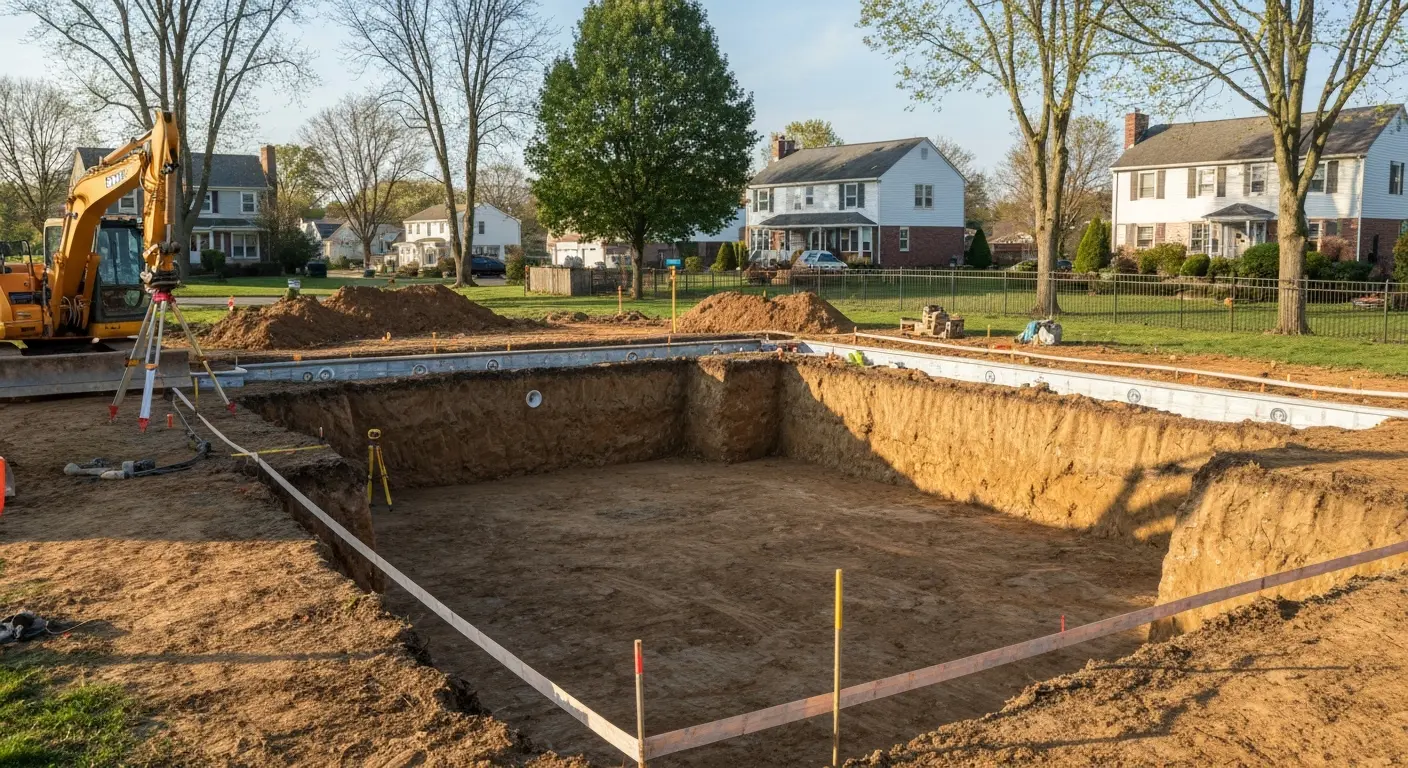 Swimming pool excavation site