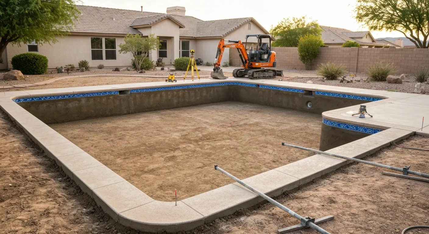 Pool excavation and foundation pad