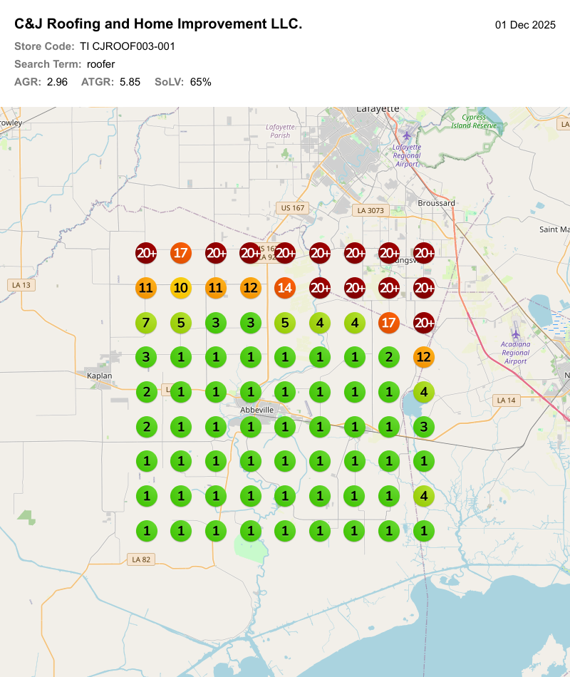 Local ranking grid for roofer