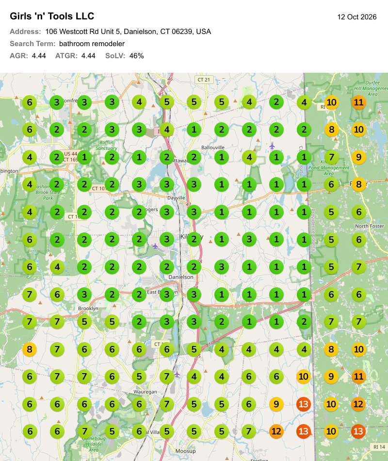 After: local ranking grid for bathroom remodeler