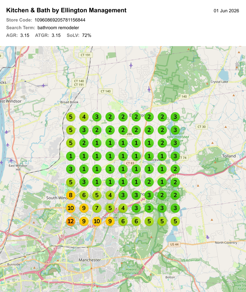 After: local ranking grid for bathroom remodeler
