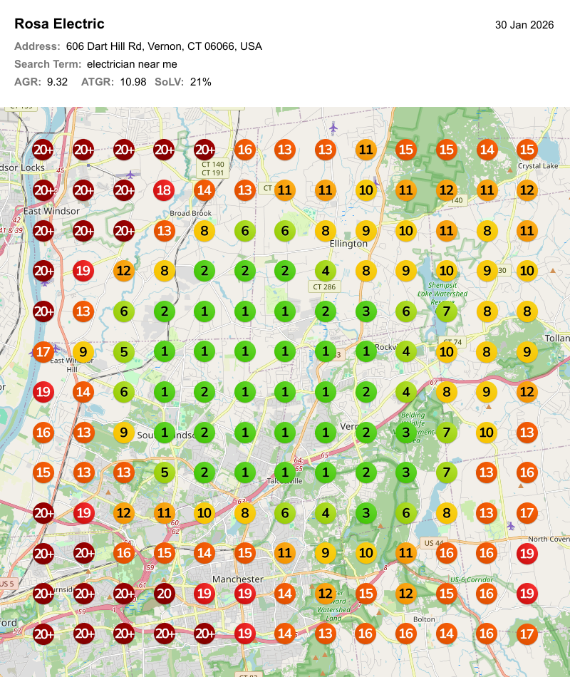 Before: local ranking grid for electrical installation near me