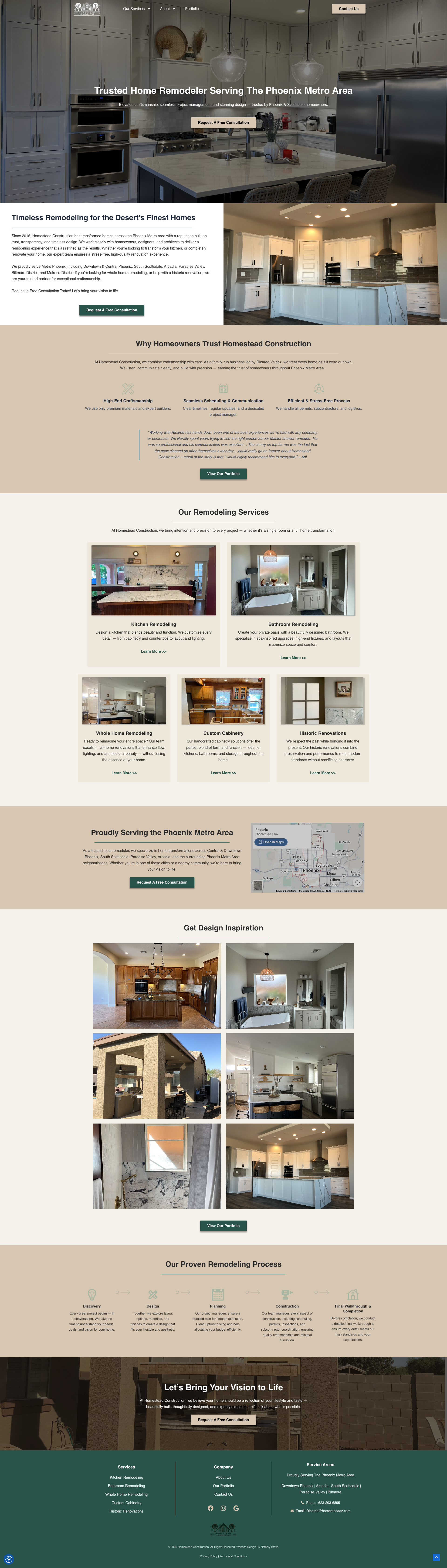 Premium remodeling website built for the Phoenix residential remodeling contractor