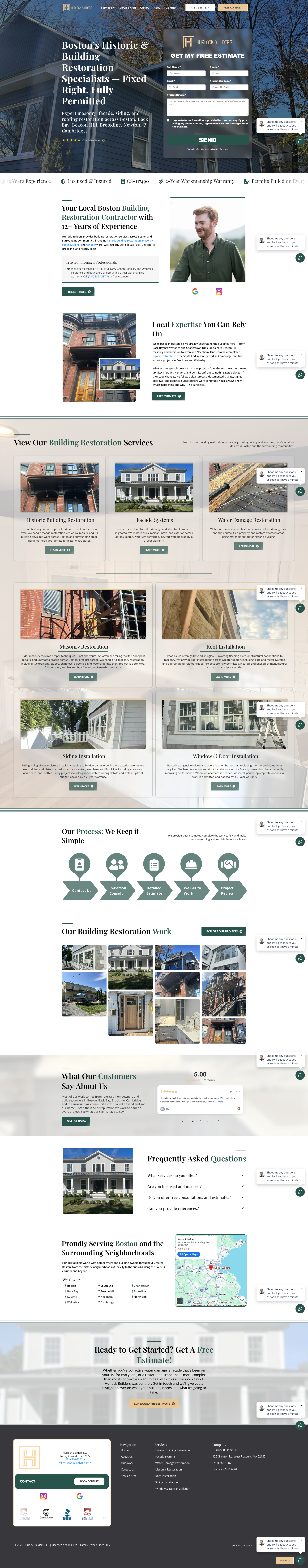 Website design built for the Boston historic building restoration contractor