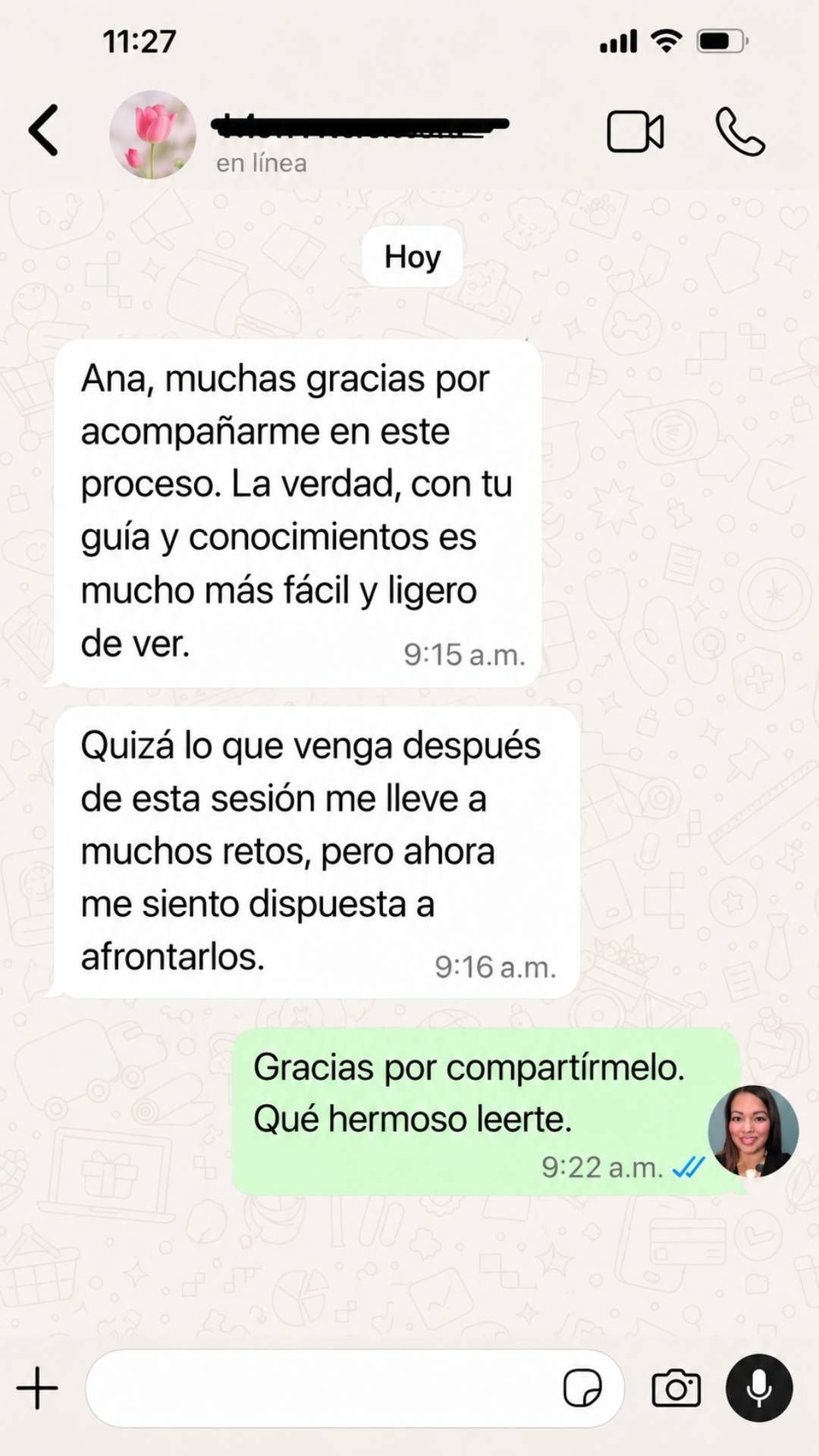 Testimonio clienta Sesión Origen 2