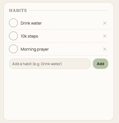 Custom habit tracking