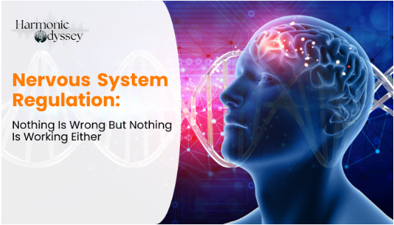A Digital illustration of human brain highlighting nervous system regulation and stress response concept.