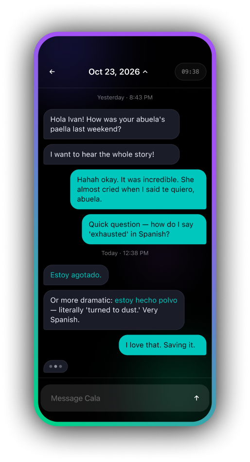 Spanish chat thread with Cala