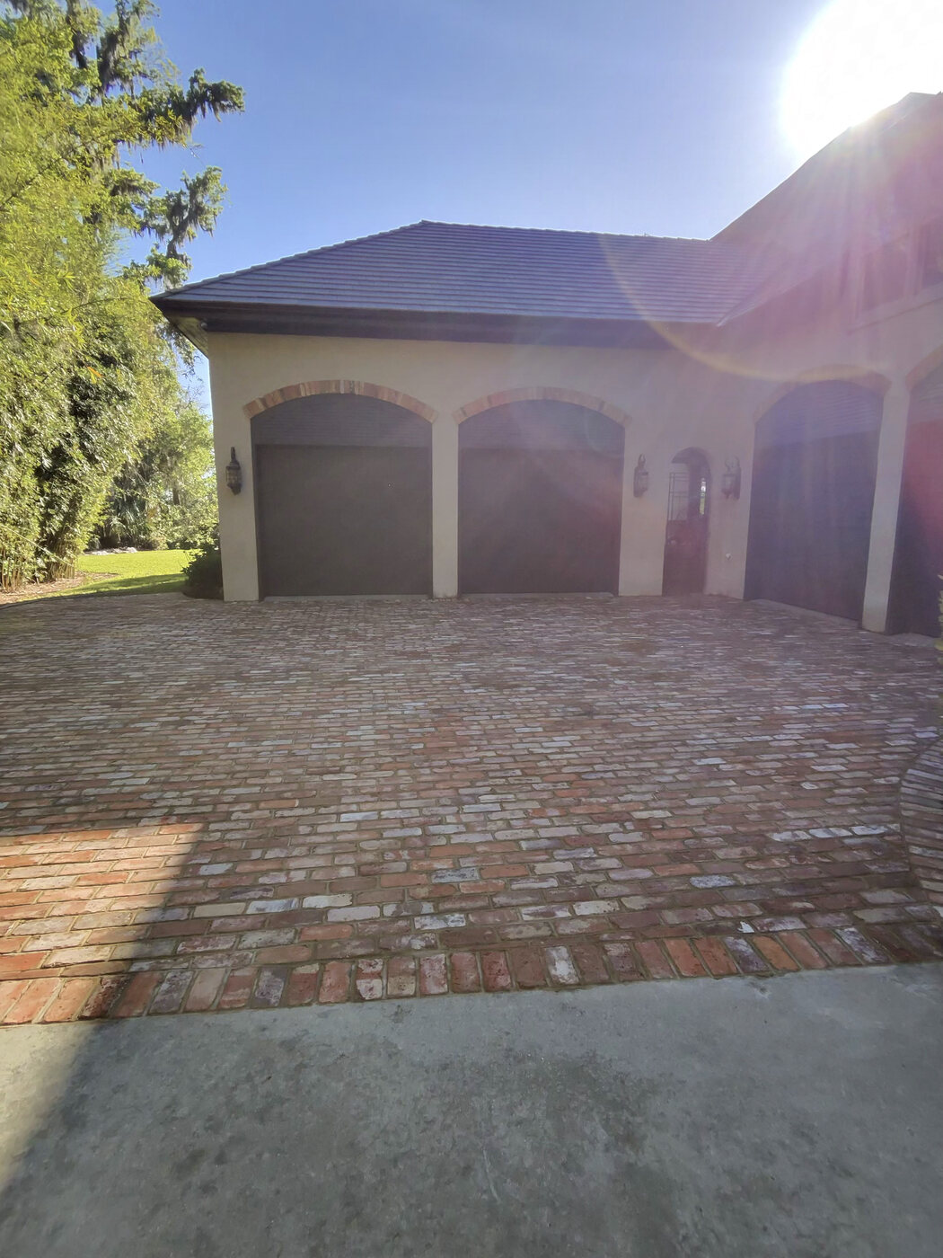 Driveway after — finished clay brick pavers