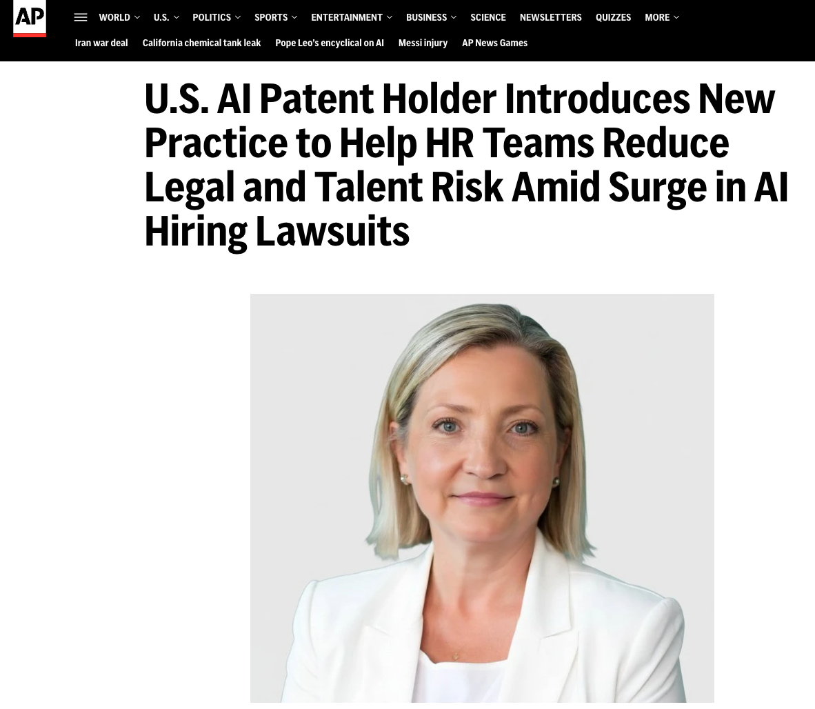 U.S. AI Patent Holder Introduces New Practice to Help HR Teams Reduce Legal and Talent Risk Amid Surge in AI Hiring Lawsuits | Tatiana Teppoeva, PhD
