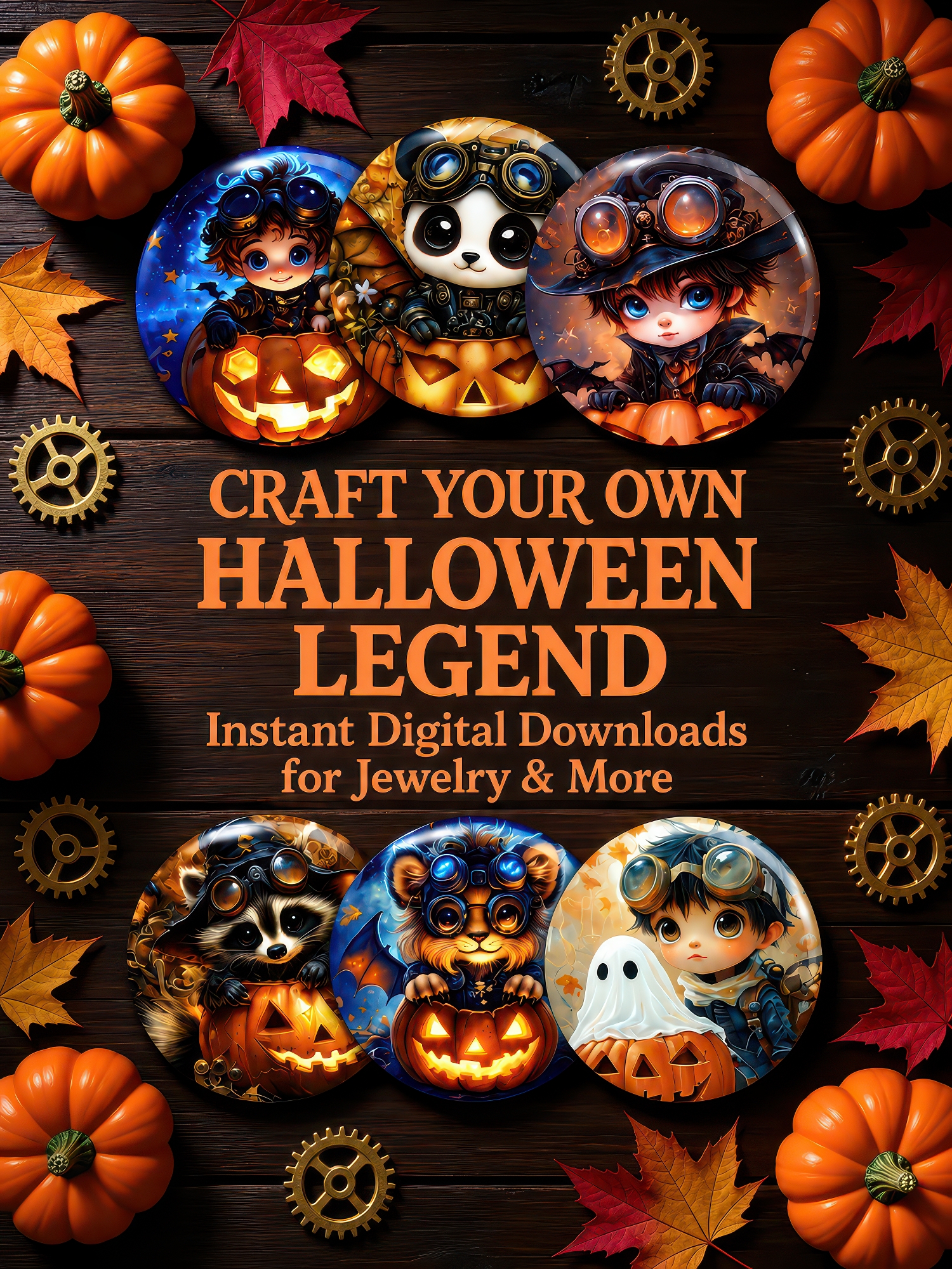 Halloween Steampunk printable circle images