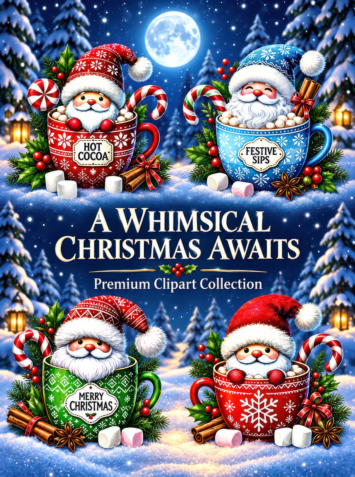 Hot Cocoa Santa Gnomes Christmas clipart