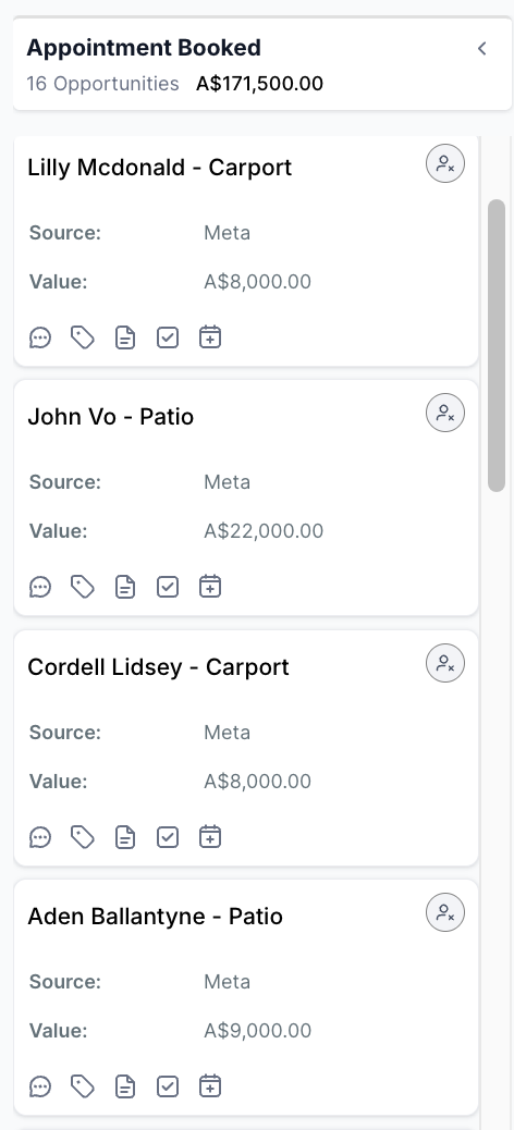 CRM Appointment Booked Screenshot