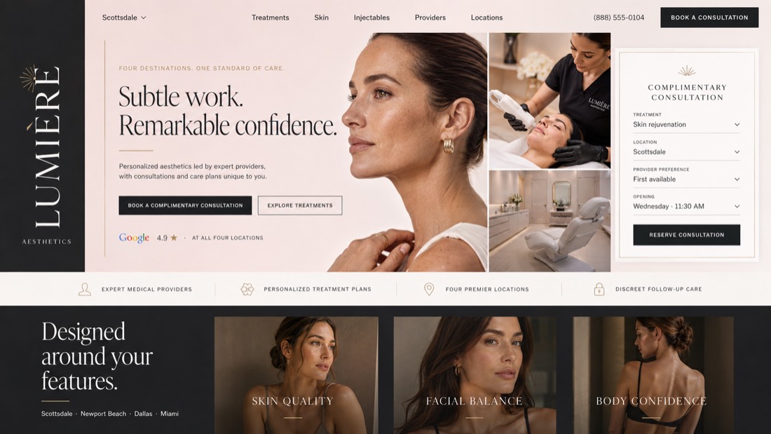 Lumiere Aesthetics, a complete Med Spa website by DigeWorks
