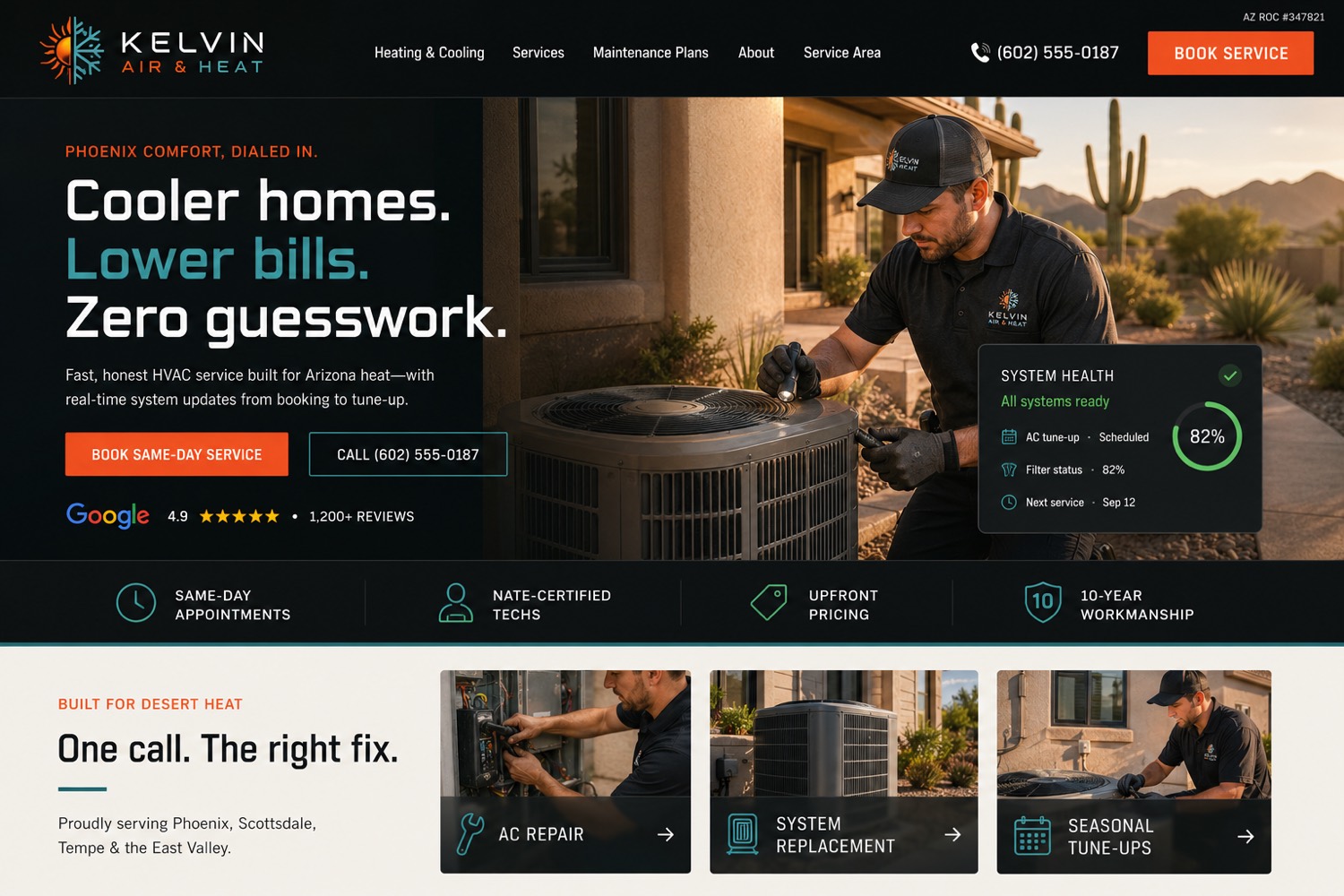 Kelvin Air & Heat, a complete HVAC website by DigeWorks
