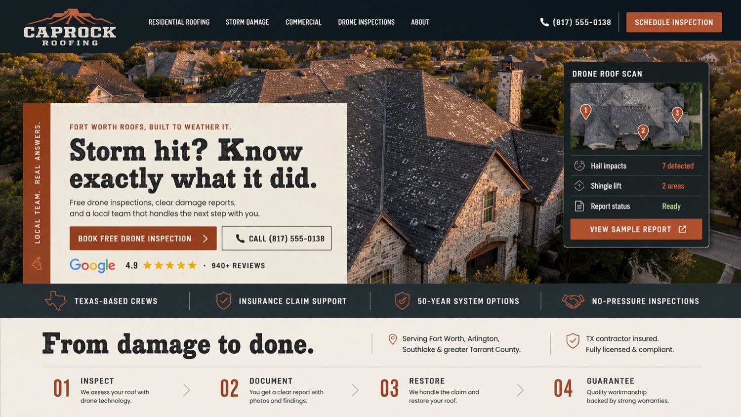 Caprock Roofing, a complete Roofing website by DigeWorks