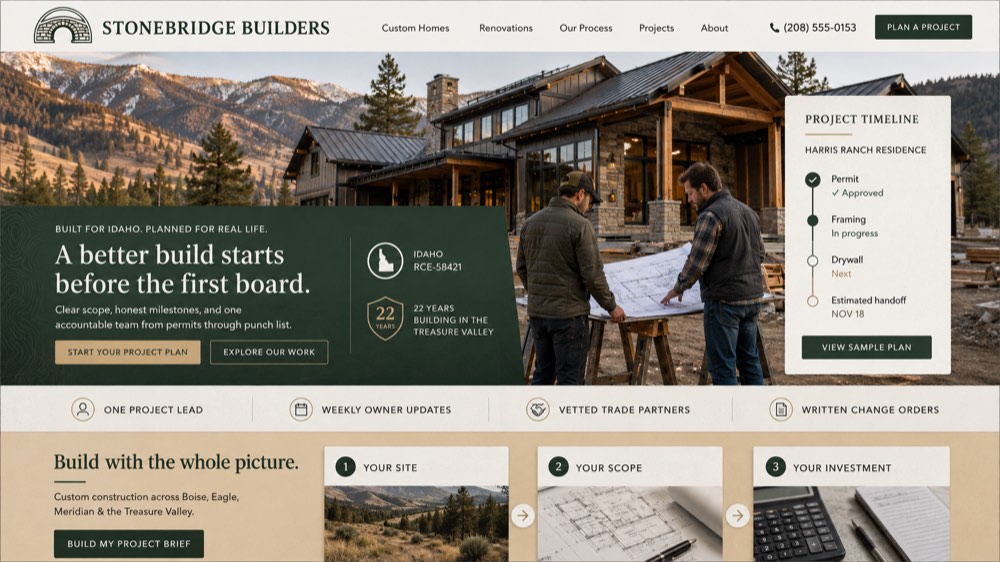 Stonebridge Builders, a complete Contracting website by DigeWorks