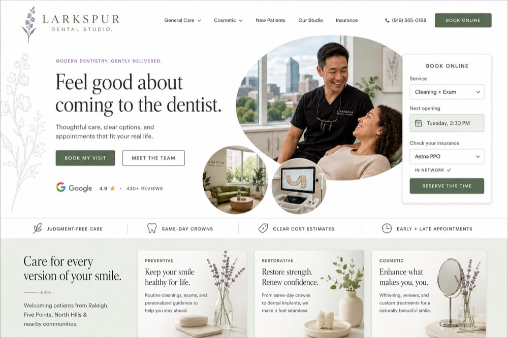 Larkspur Dental, a complete Dental website by DigeWorks