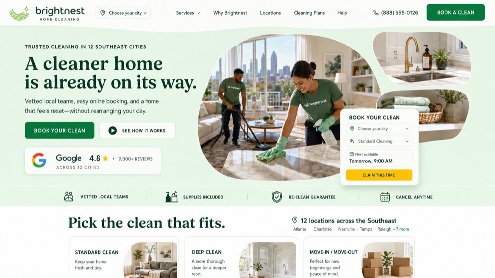 Brightnest Cleaning, a complete Cleaning website by DigeWorks
