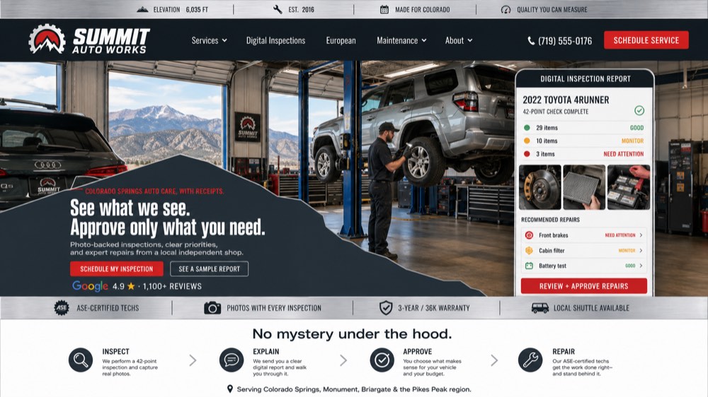 Summit Auto Works, a complete Auto Repair website by DigeWorks