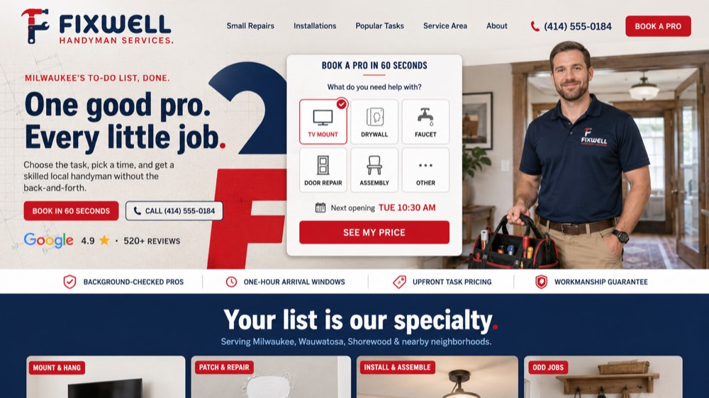 Fixwell Handyman, a complete Handyman website by DigeWorks