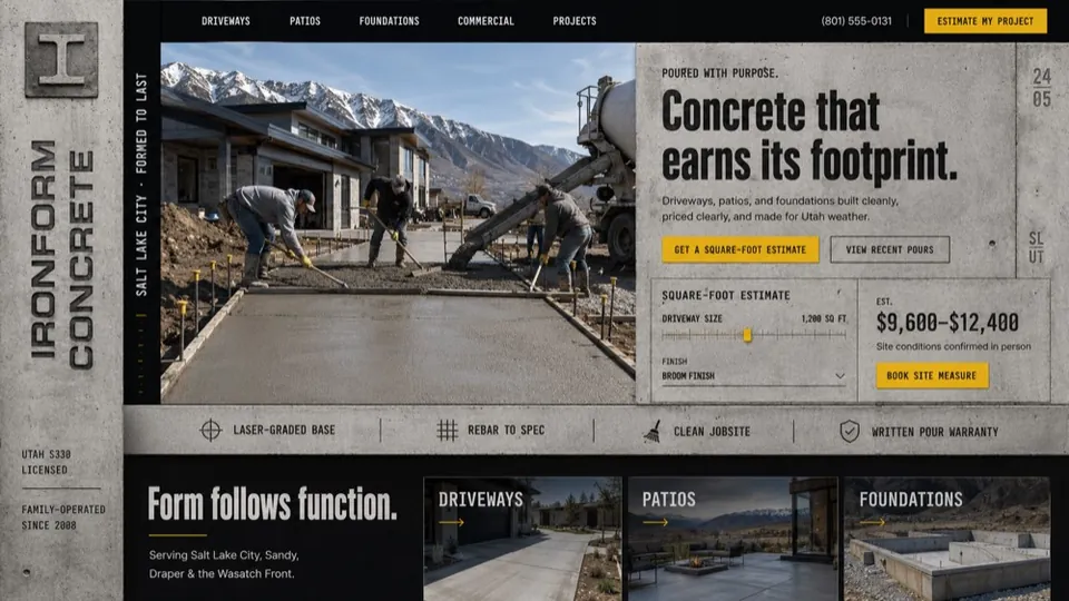 Ironform Concrete, a complete Concrete website by DigeWorks