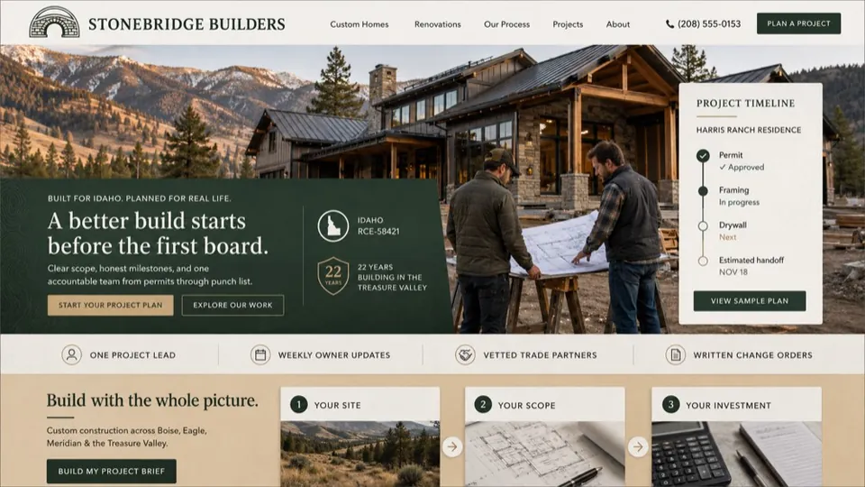 Stonebridge Builders, a complete Contracting website by DigeWorks