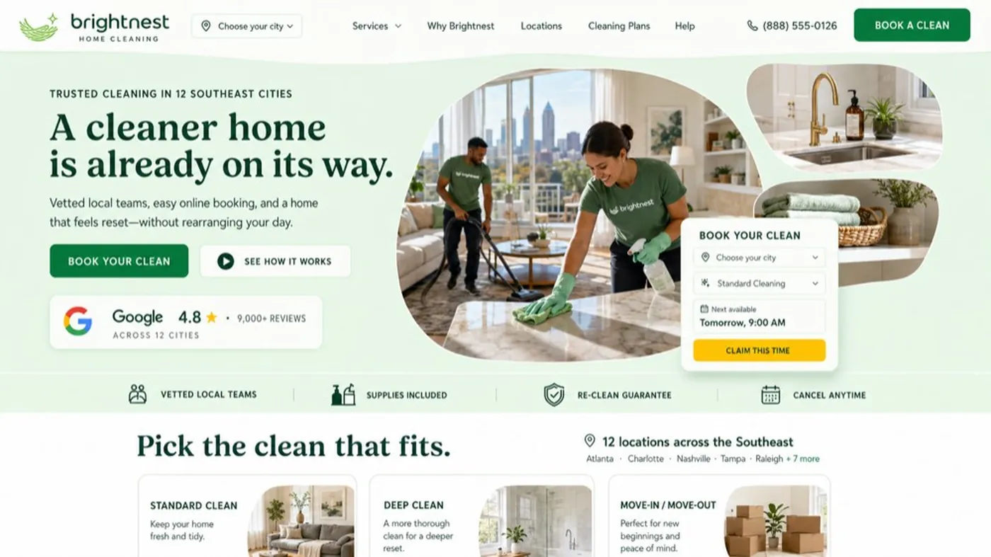 Brightnest Cleaning, a complete cleaning build by DigeWorks